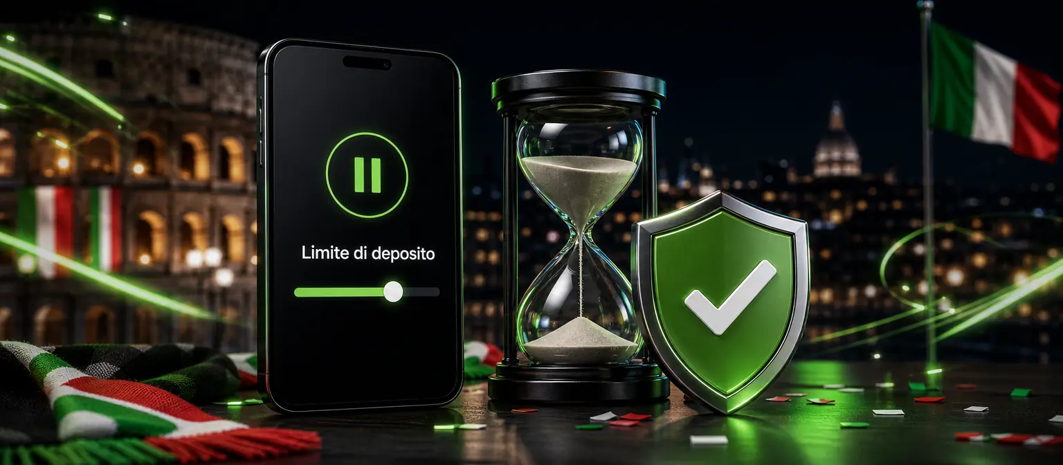 Smartphone con il cursore Limite di deposito, una clessidra e uno scudo verde con la spunta